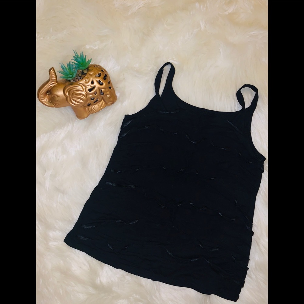 NY&C beautiful black ruffle teared sleeveless top